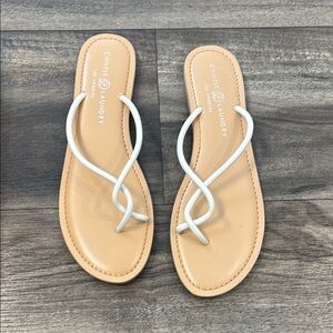 Chinese Laundry White and Tan Sandals with Braided Strap
